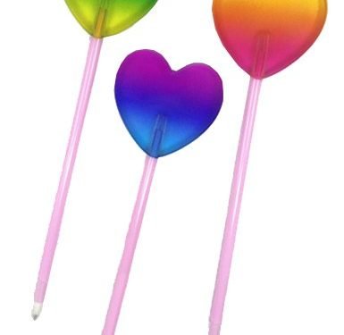 Matte Neon Rainbow Heart Lolipop Pen
