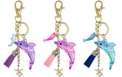 Dolphin (Blue Eyes) Golden Starfish Pendant Keychain